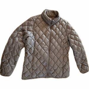32 Degrees Heat Puffer Jacket Womens Size L Heathered Gray Quilted Full Zip